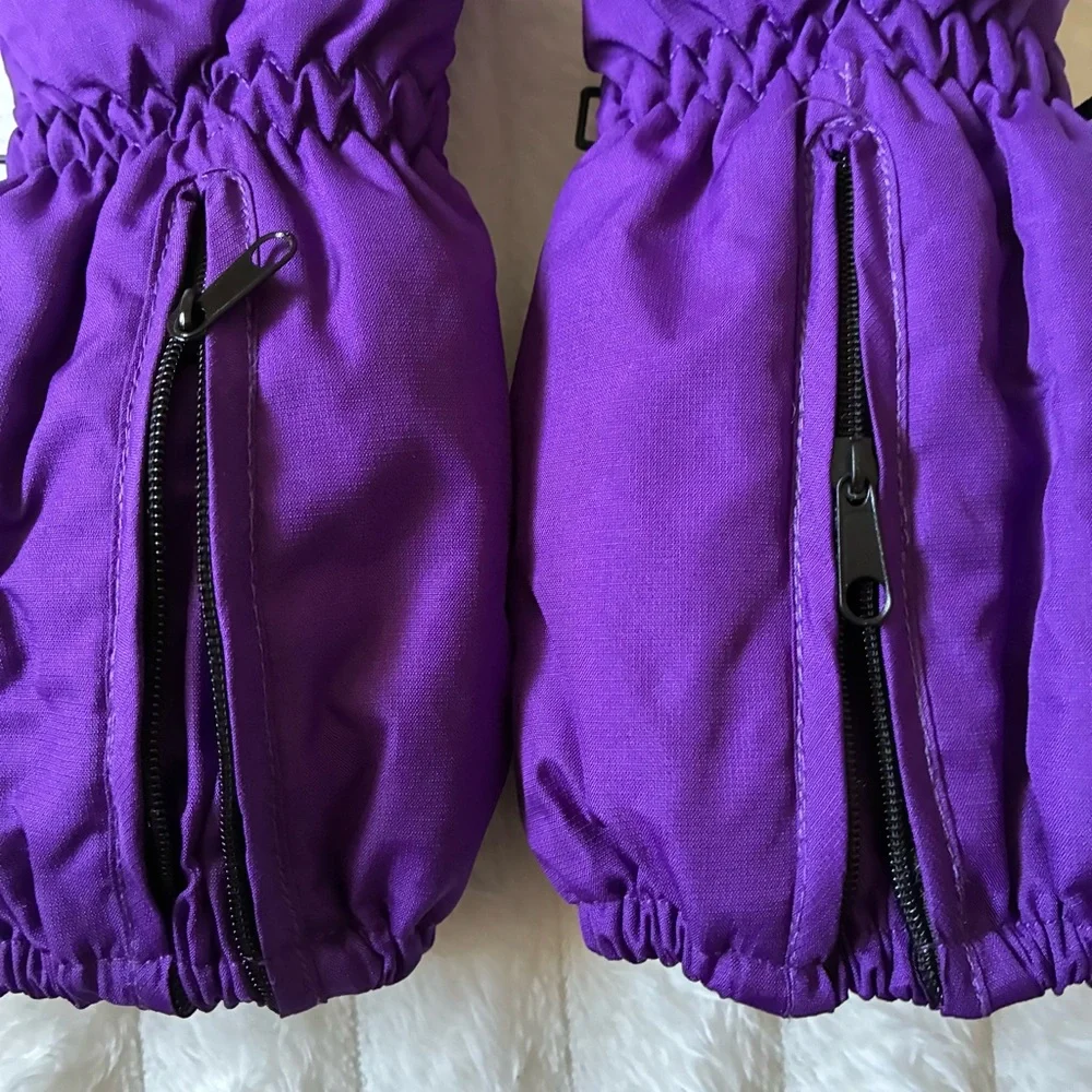 Purple Kids Insulated Snow Mittens 3M Thinsulate 40g Fleece Lined Grip Palm S